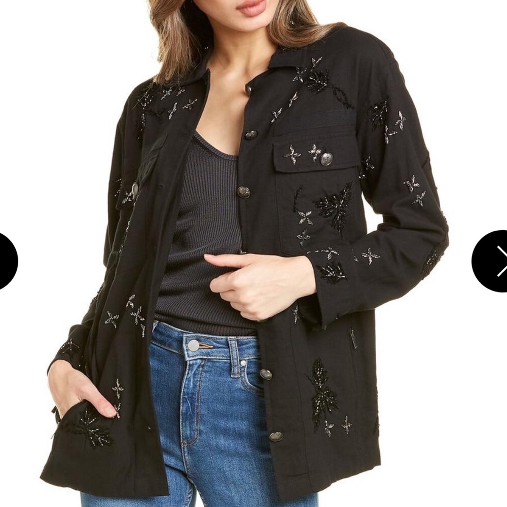 NEW The Kooples Embroidered Jeans Jacket